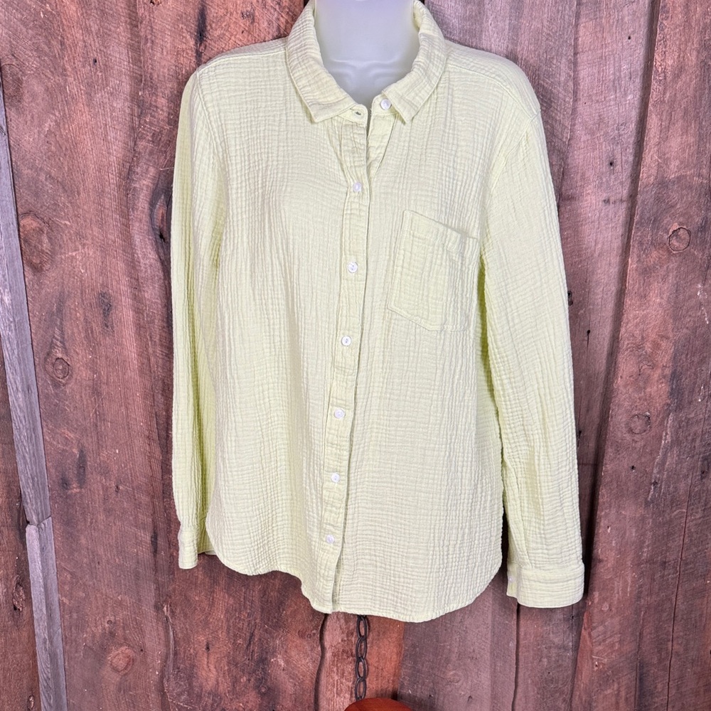 Lucky Brand Lime Green Gauze Shirt